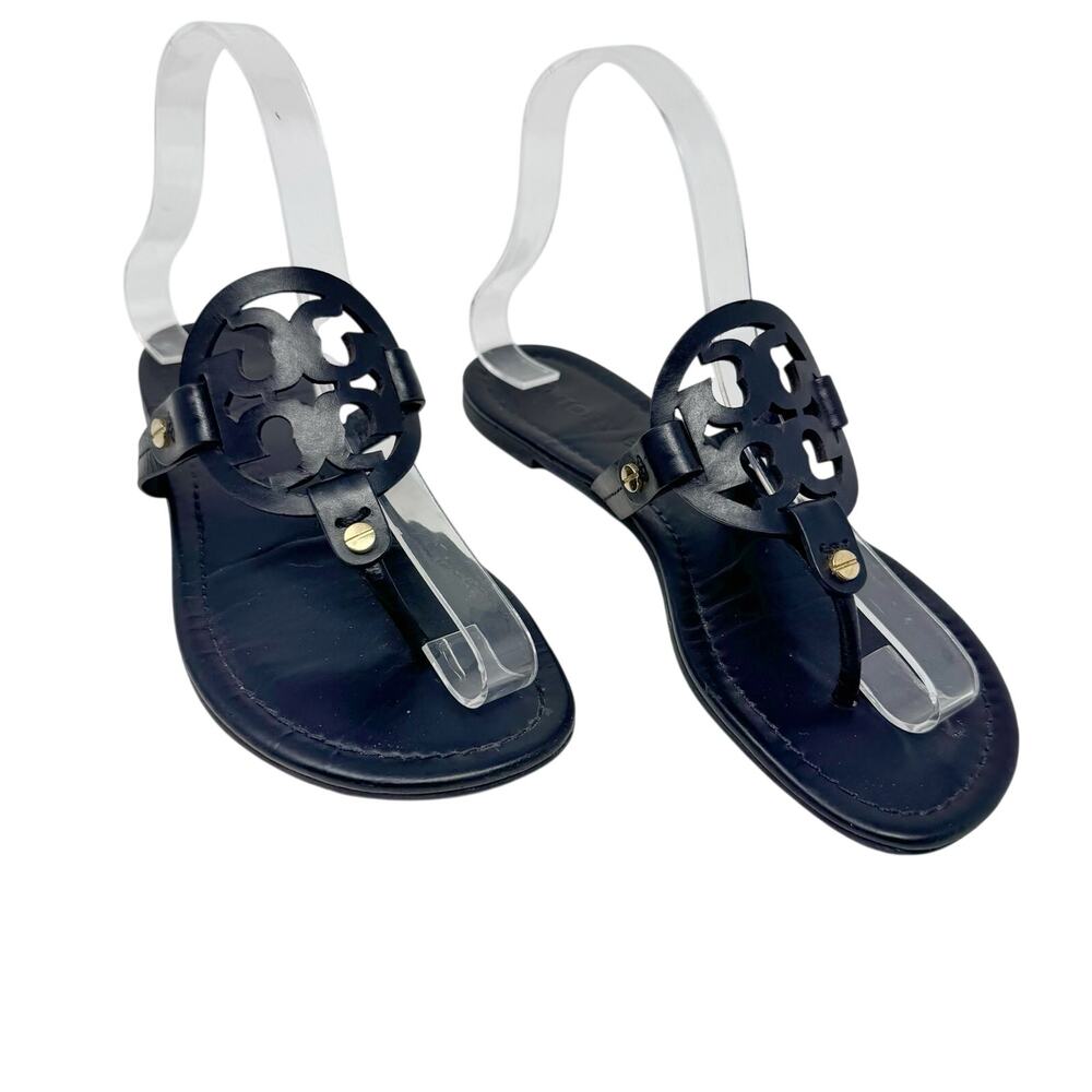 Tory Burch Miller Sandals Women’s Size 6.5 Black Leather Thong Flats